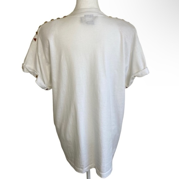 Vintage 90s Gepetto Western Fringe Bejeweled T-Shirt White Single Stitch Sz L - Picture 4 of 16